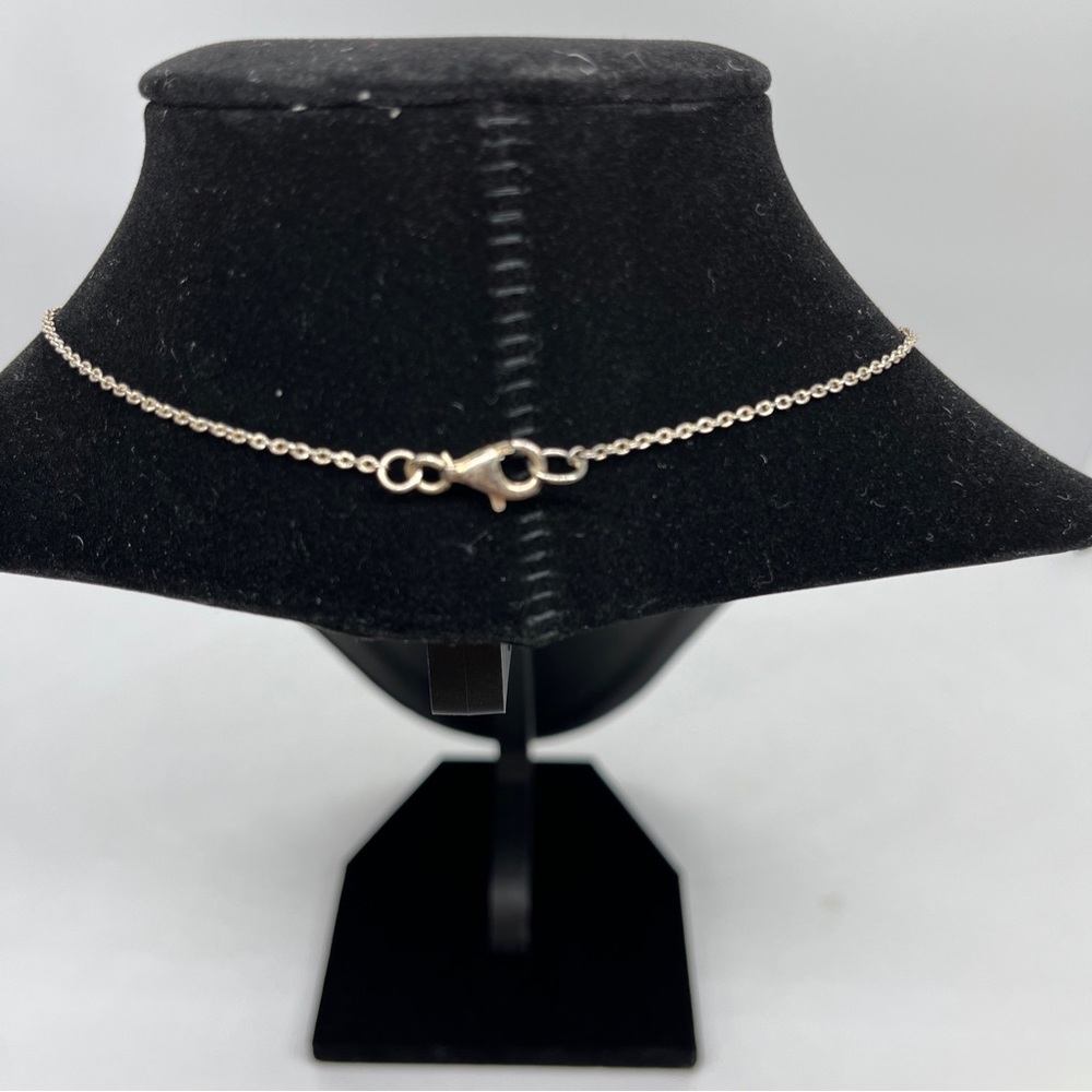 Vintage Sterling Silver  Garnet Clear Rhinestone Y Necklace - Picture 4 of 4